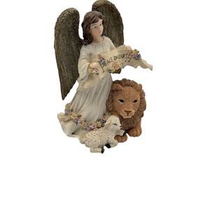Christmas Angel & Lion Figurine Peaceful Kingdom 7"